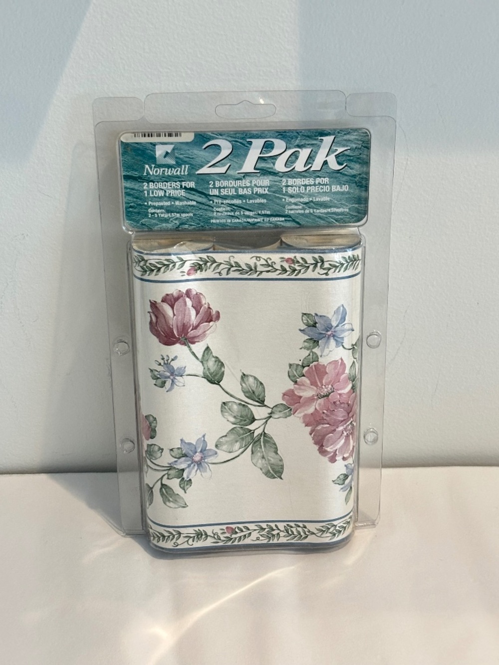 Vintage Norwall TWO PACK of wallpaper borders floral design prepasted washable